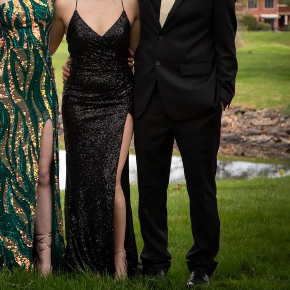 Black sequin prom dress